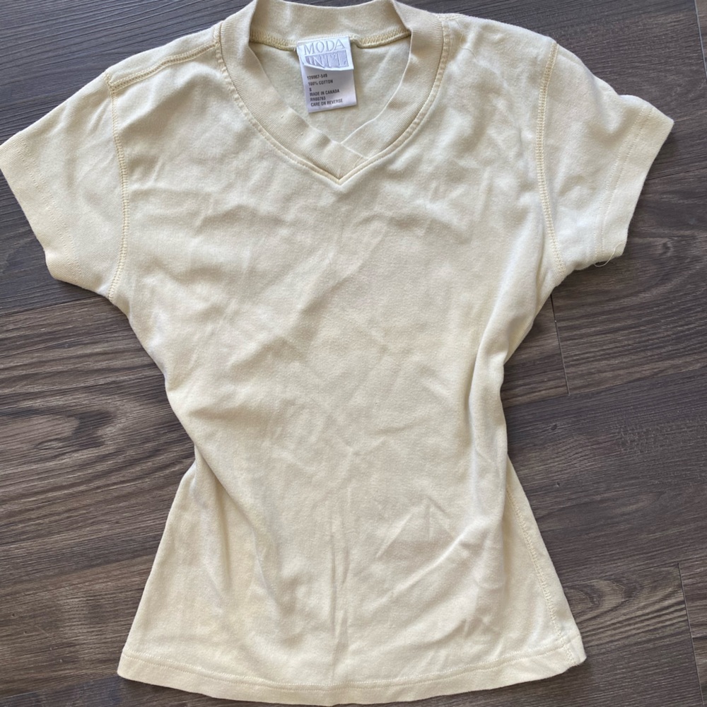 Yellow pastel v neck shirt